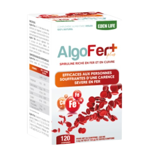 AlgoFer Plus - 180 comprimés - Spiruline - Eden Life
