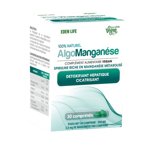 ALGOMANGANESE– 30 Comprimés 500 mg- Spiruline - EDEN LIFE