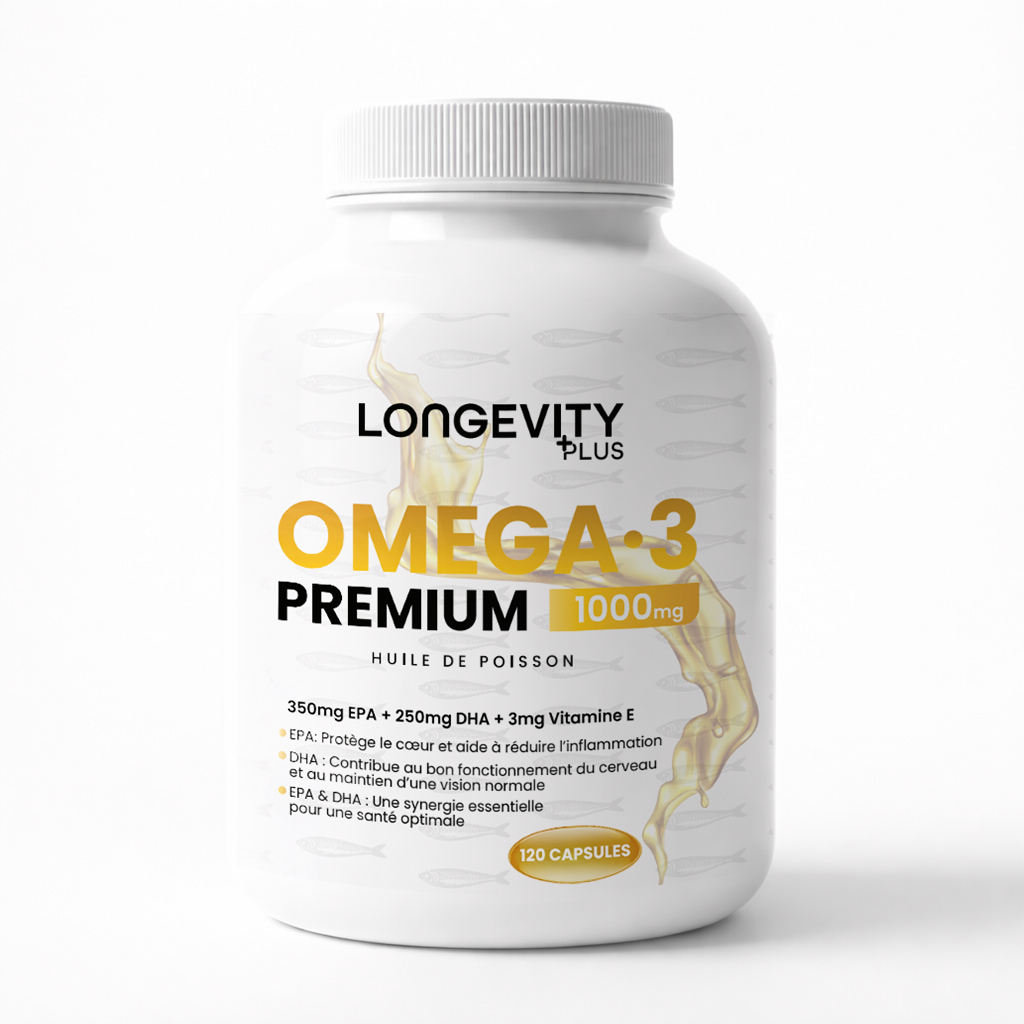 Découvrez l’Omega 3 Premium de Longevity Plus : améliorez votre santé cardiovasculaire et votre bien-être avec des acides gras essentiels de qualité. Livraison rapide.